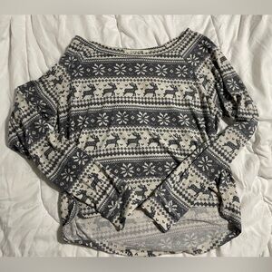 Forever 21 Black and Cream Patterned Long Sleeve Tee